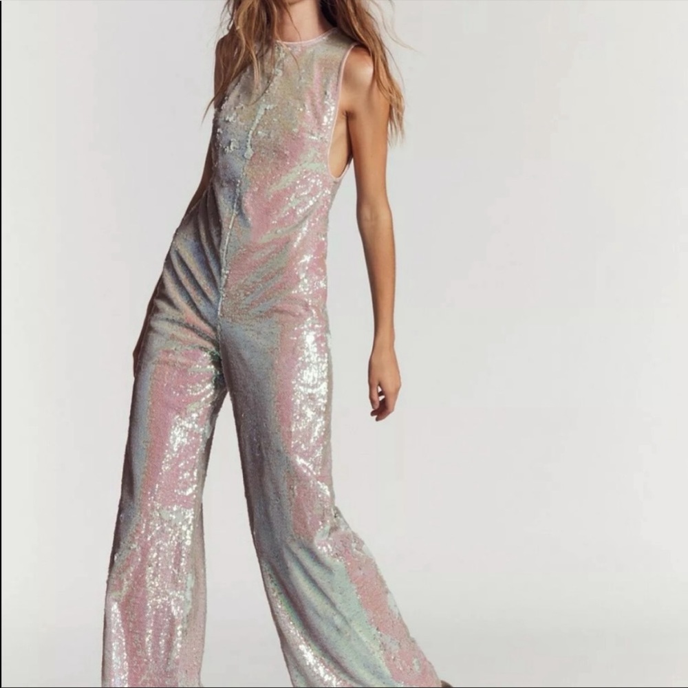 Free people sequin jumpsuit - sample size XS